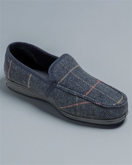 Mens Herringbone Check Slipper