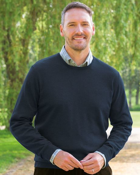 Sustainable Isaac Crew Neck Navy Jumper