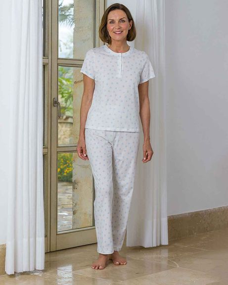Slenderella Louise Patterned Short Sleeve Cotton Pyjamas
