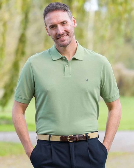 Mens Short Sleeve Pistachio Green Cotton Polo