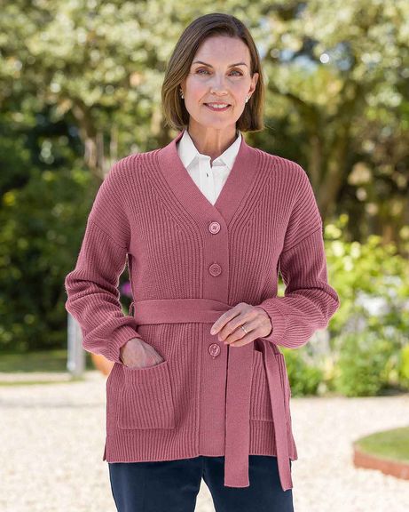 Blake Rose Pink Belted Wrap Style Cardigan