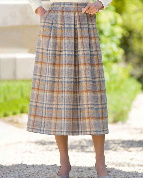 Florence Checked Pure Wool Soft Pleated Skirt