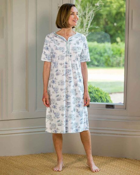 Yasmin Floral Pure Cotton Short Sleeve Nightdress