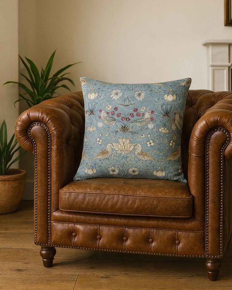 Pure Cotton Printed Cushions - Strawberry Thief