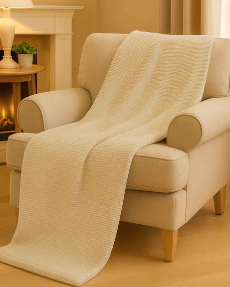 Cotton Rich Woven Throw - Stone