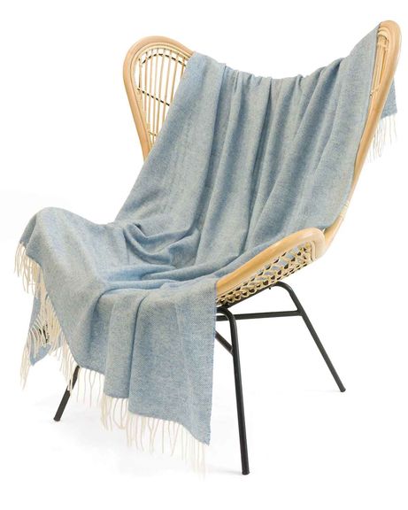 Luxury Pure Wool Herringbone Throw - Heather