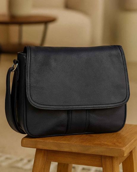 Nola Half Flap Soft Faux Leather Handbag - Navy