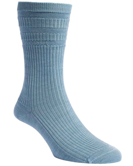 Ladies Wool-Rich Soft Top Socks - Sky Blue