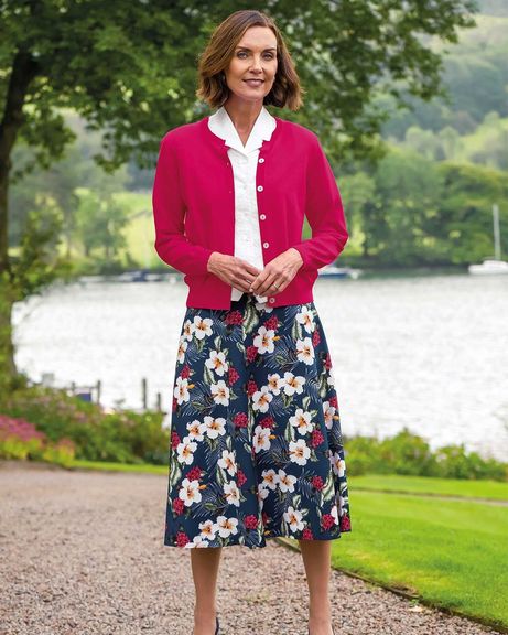 Cyclamen Merino Short Cardigan, Angela Blouse & Thelma Skirt