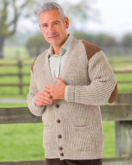 men's jumper with leather elbow patches