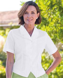 Angela White Cotton Rich Seersucker Blouse