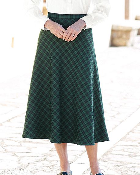 Classic Blackwatch checked skirt with flattering bias cut sizes 10-24