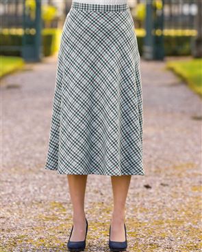 Cotswold Wool Blend Checked Skirt