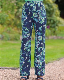 Lydia Floral Pull On Viscose Jersey Trousers