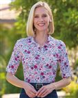 Enya Floral Cotton Short Sleeved Polo Top